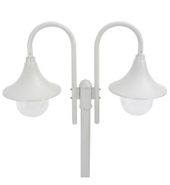 Lampadaire de jardin E27 220 cm Aluminium 2 lanternes Blanc