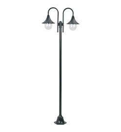 Lampadaire de jardin E27 220cm Aluminium 2 lanternes Vert foncé