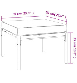 Tabourets de jardin avec coussins sable 2 pcs 60x60x35 cm acier