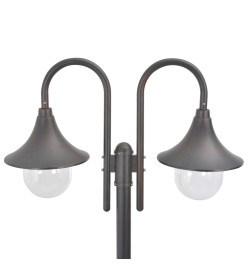 Lampadaire de jardin E27 220 cm Aluminium 2 lanternes Bronze