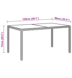 Mobilier à dîner jardin 7 pcs Résine tressée verre trempé Noir