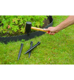 Nature Ensemble de bordure de jardin H13 cm x 12 m avec piquet noir