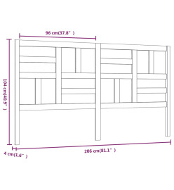 Tête de lit Gris 206x4x104 cm Bois massif de pin