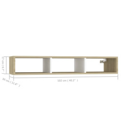 Étagère murale Blanc et chêne sonoma 102x30x17 cm Aggloméré