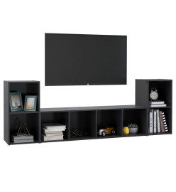 Ensemble de meubles TV 3 pcs Gris Aggloméré