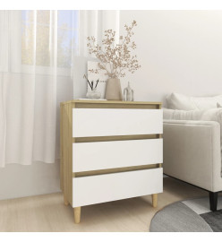 Buffet Blanc et chêne sonoma 60x35x69 cm Aggloméré