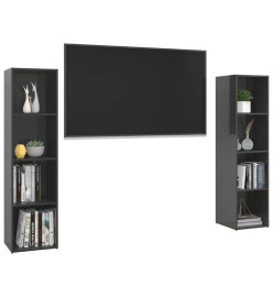 Meubles TV 2 pcs Gris brillant 142,5x35x36,5 cm Aggloméré