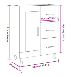 Buffet chêne fumé 69,5x34x90 cm bois d'ingénierie