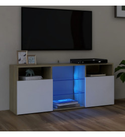 Meuble TV avec lumières LED blanc et chêne sonoma 120x30x50 cm