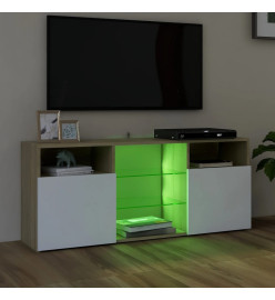 Meuble TV avec lumières LED blanc et chêne sonoma 120x30x50 cm