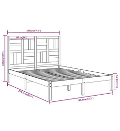 Cadre de lit Marron miel Bois massif 140x200 cm