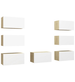 Meubles TV 7 pcs Blanc et chêne sonoma 30,5x30x60 cm Aggloméré