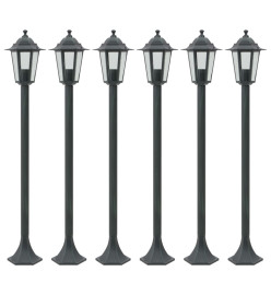 Lampe de jardin à piquet 6 pcs E27 110 cm Aluminium Vert foncé