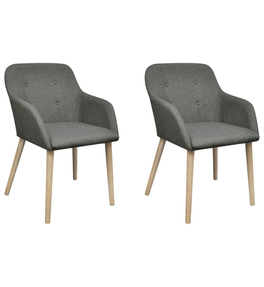 Chaises à manger lot de 2 gris clair tissu et chêne massif