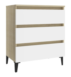 Buffet Blanc et chêne sonoma 60x35x69 cm Aggloméré