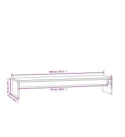 Support de moniteur Gris 100x27x15 cm Bois de pin solide