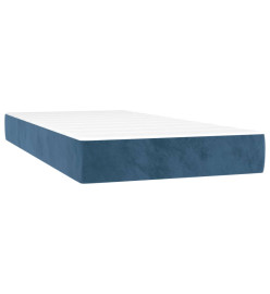 Sommier tapissier matelas et LED Bleu foncé 100x200 cm Velours