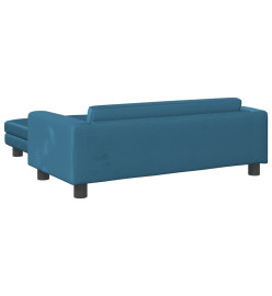 Lit pour chien avec extension bleu 100x50x30 cm velours