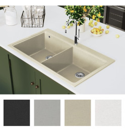 Évier de cuisine Granit Double lavabo Beige