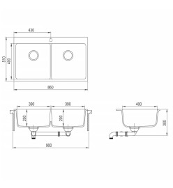 Évier de cuisine Granit Double lavabo Beige