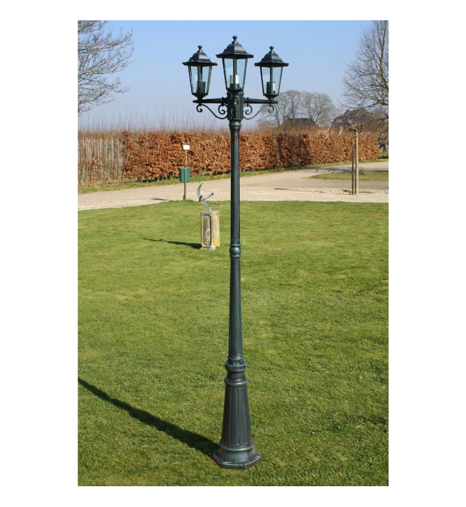 Lampadaire de jardin 3 bras 215 cm Vert foncé/Noir Aluminium