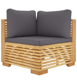 Salon de jardin 3 pcs avec coussins Bois de teck solide