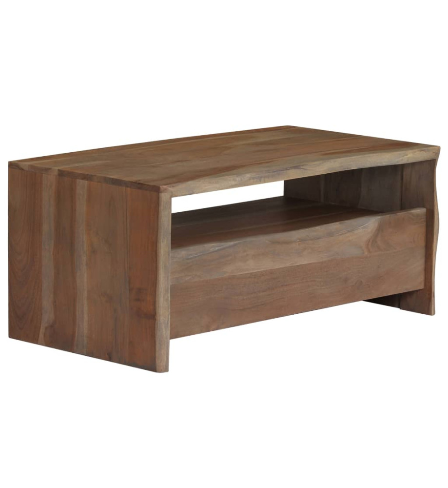 Table basse Acacia massif Bord assorti 90 x 50 x 40 cm Gris