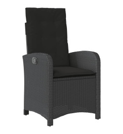 Ensemble à manger de jardin coussins 7pcs Noir Résine tressée