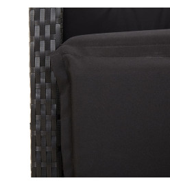 Ensemble à manger de jardin coussins 7pcs Noir Résine tressée