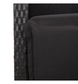 Ensemble à manger de jardin coussins 7pcs Noir Résine tressée