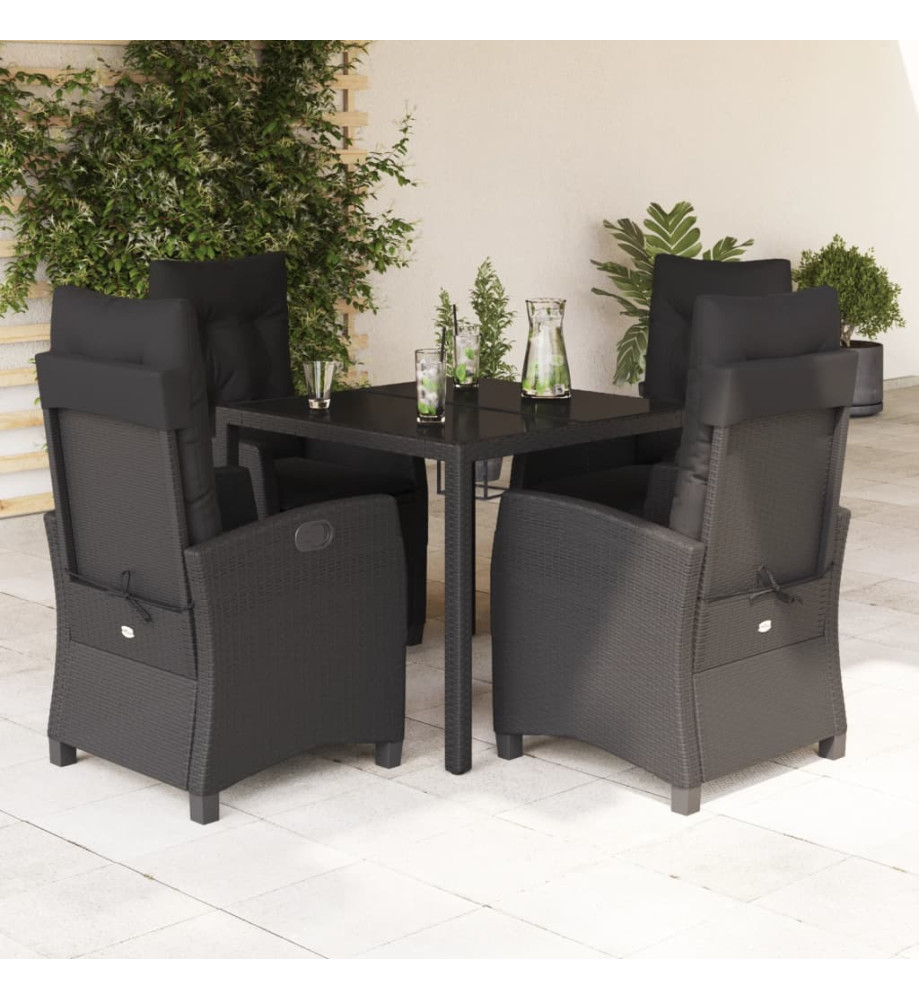 Ensemble à manger de jardin coussins 5pcs Noir Résine tressée Ensemble à manger de jardin coussins 5pcs Noir Résine tressée