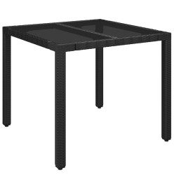 Ensemble à manger de jardin coussins 5pcs Noir Résine tressée