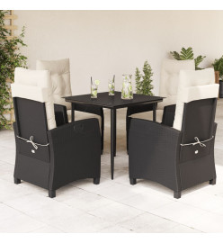Ensemble à manger de jardin coussins 5pcs Noir Résine tressée