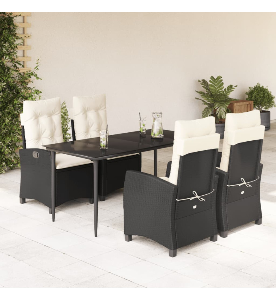 Ensemble à manger de jardin coussins 5pcs Noir Résine tressée Ensemble à manger de jardin coussins 5pcs Noir Résine tressée