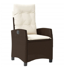 Ensemble à manger de jardin 5 pcs et coussins marron poly rotin