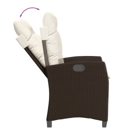 Ensemble à manger de jardin 5 pcs et coussins marron poly rotin