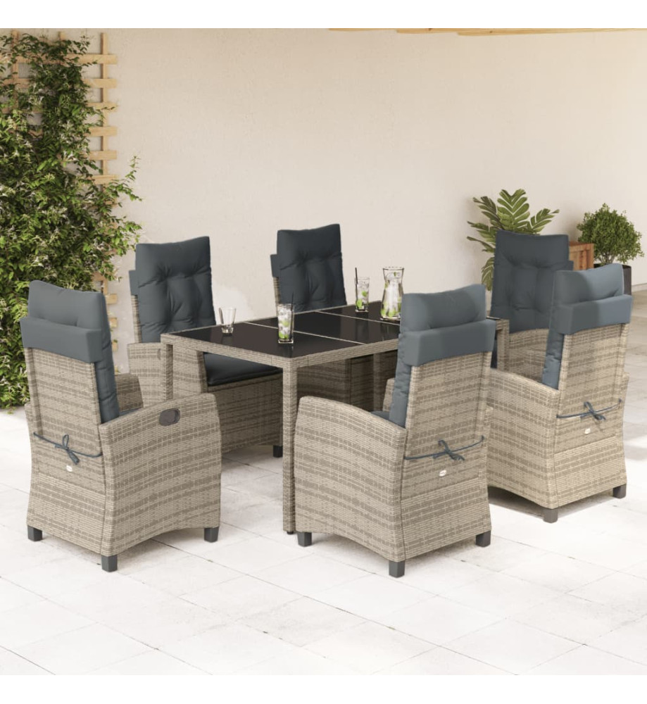 Ensemble à manger de jardin et coussins 7 pcs gris rotin Ensemble à manger de jardin et coussins 7 pcs gris rotin