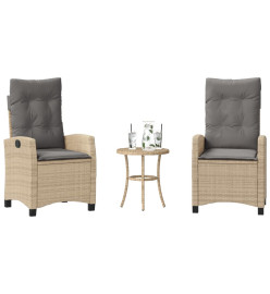 Ensemble de bistro 3 pcs coussins mélange beige résine tressée