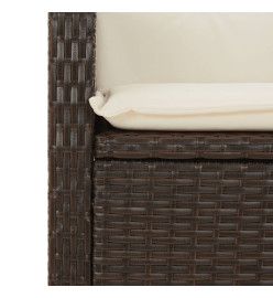 Ensemble à manger de jardin et coussins 9 pcs marron poly rotin