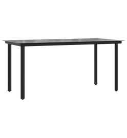 Ensemble à manger de jardin coussins 7pcs Noir Résine tressée