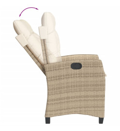 Ensemble à manger de jardin et coussins 7 pcs beige poly rotin