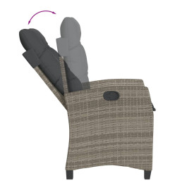 Ensemble à manger de jardin 9 pcs coussins gris résine tressée