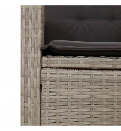 Ensemble à manger de jardin et coussins 5 pcs gris clair rotin