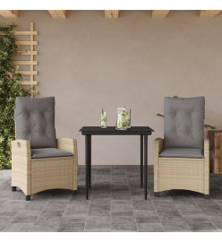 Ensemble à manger de jardin et coussins 3 pcs mélange beige