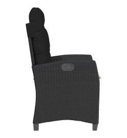 Chaises inclinables de jardin lot de 2 et coussins noir rotin