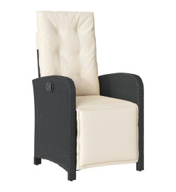 Ensemble à manger de jardin 9pcs coussins noir résine tressée