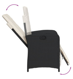 Ensemble à manger de jardin coussins 7pcs Noir Résine tressée