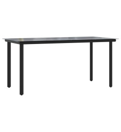 Ensemble à manger de jardin coussins 7pcs Noir Résine tressée