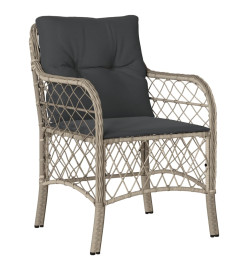 Ensemble à manger de jardin et coussins 5 pcs gris clair rotin
