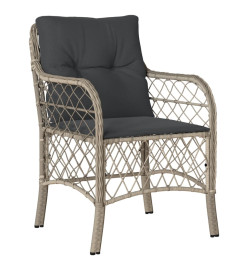 Ensemble à manger de jardin et coussins 7 pcs gris clair rotin